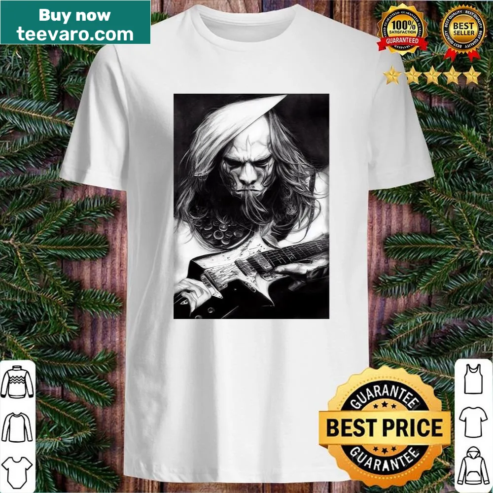 Bold graphic of a heavy metal singer on a T-shirt