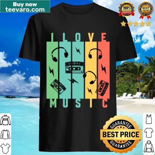 Classic shirt stating I Love Music for music enthusiasts