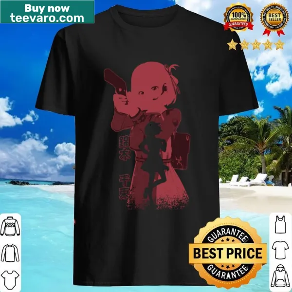 Anime Chisato Nishikigi graphic t-shirt with double exposure effect
