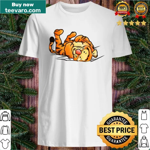 Illustration of a playful tiger on a T-shirt