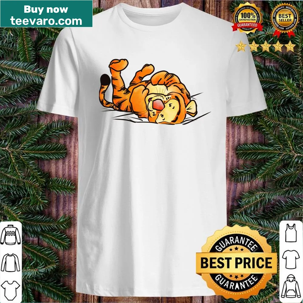 Illustration of a playful tiger on a T-shirt