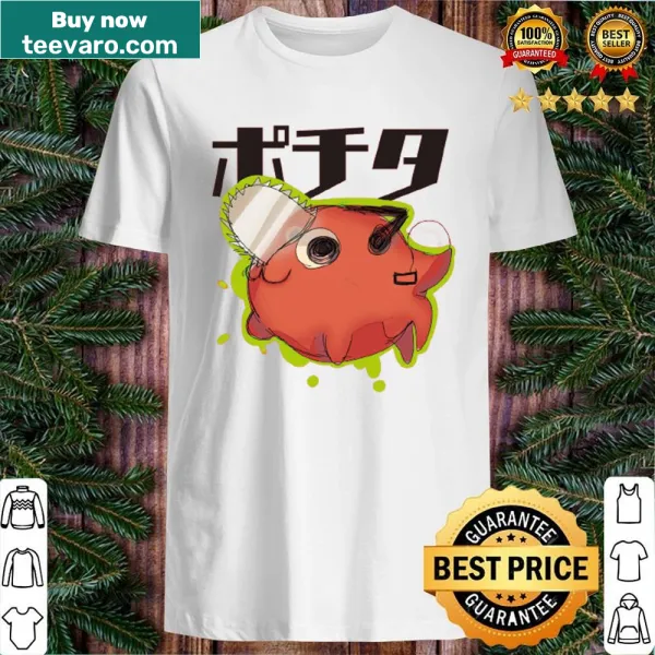 Pochita graphic on an essential fan T-shirt.