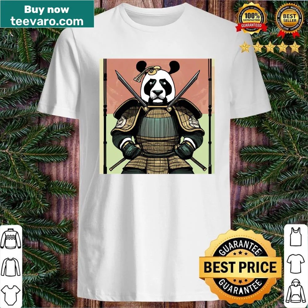 Cartoon samurai panda graphic on long shirt
