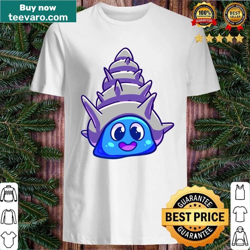 Whimsical sea slime character illustrated on a shirt