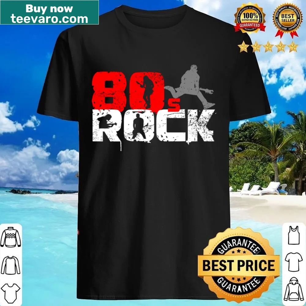 Vintage guitarist T-shirt celebrating 80s rock music with a distressed look