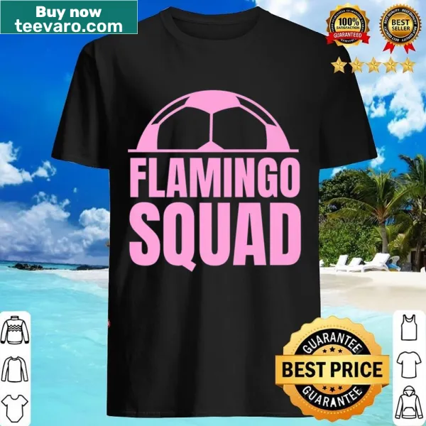 Cartoon flamingo squad graphic on premium t-shirt