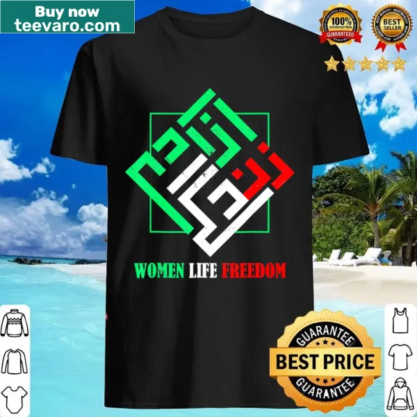Text 'Zan Zendegi Azadi' supporting women's rights on T-shirt