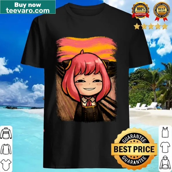Whimsical Anya graphic from Spy X Family on a t-shirt