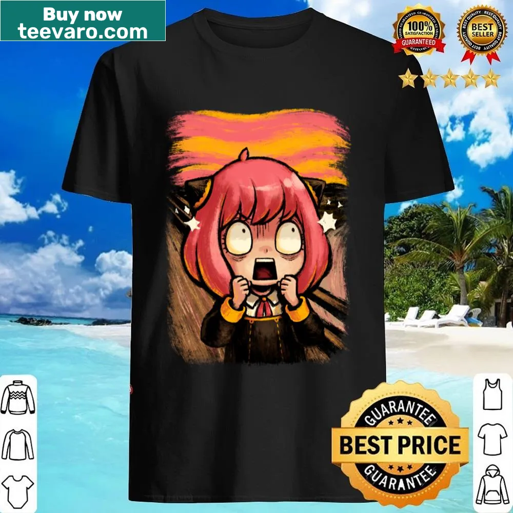 Humorous Anya scream graphic from Spy X Family on a t-shirt