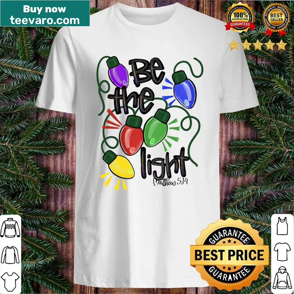 Inspirational Christmas shirt with typography about being a light.