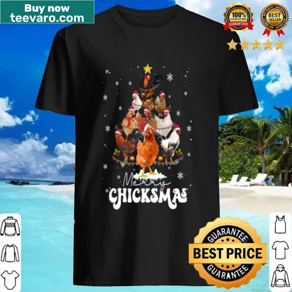 Cute chicken in Santa hat graphic on a Christmas shirt
