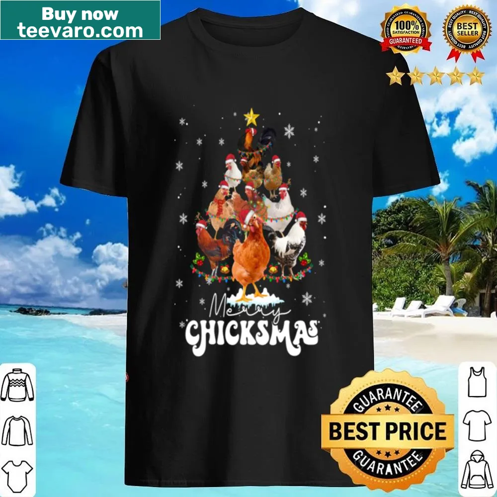 Cute chicken in Santa hat graphic on a Christmas shirt