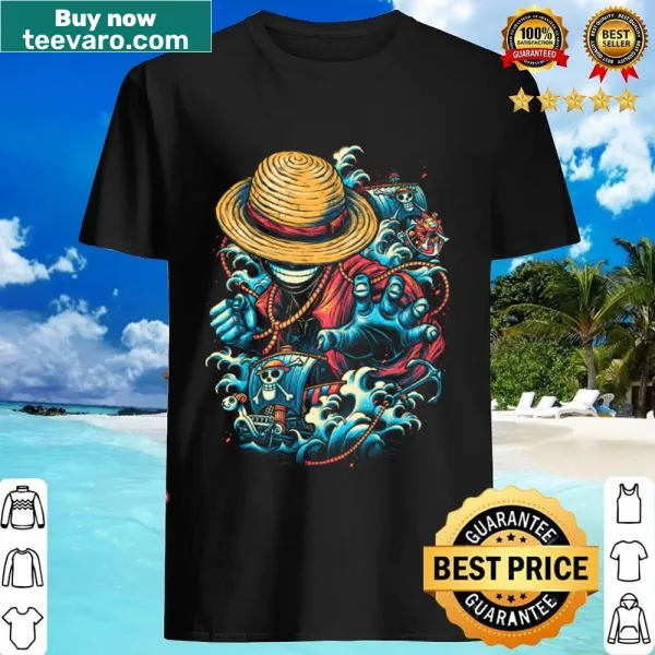 Playful pirate illustration graphic on a casual shirt