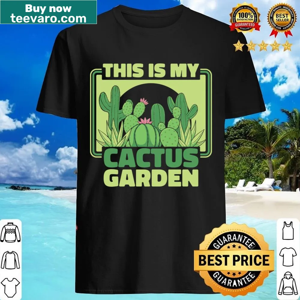 Garden-themed t-shirt with succulent and cactus illustration