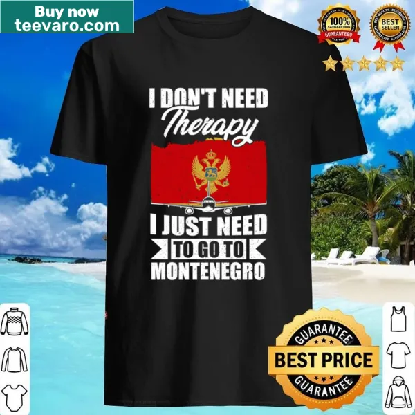 Travel-themed shirt with text about Montenegro