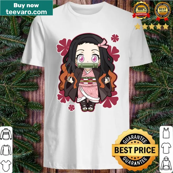 Cute cartoon Nezuko from Demon Slayer on a t-shirt.