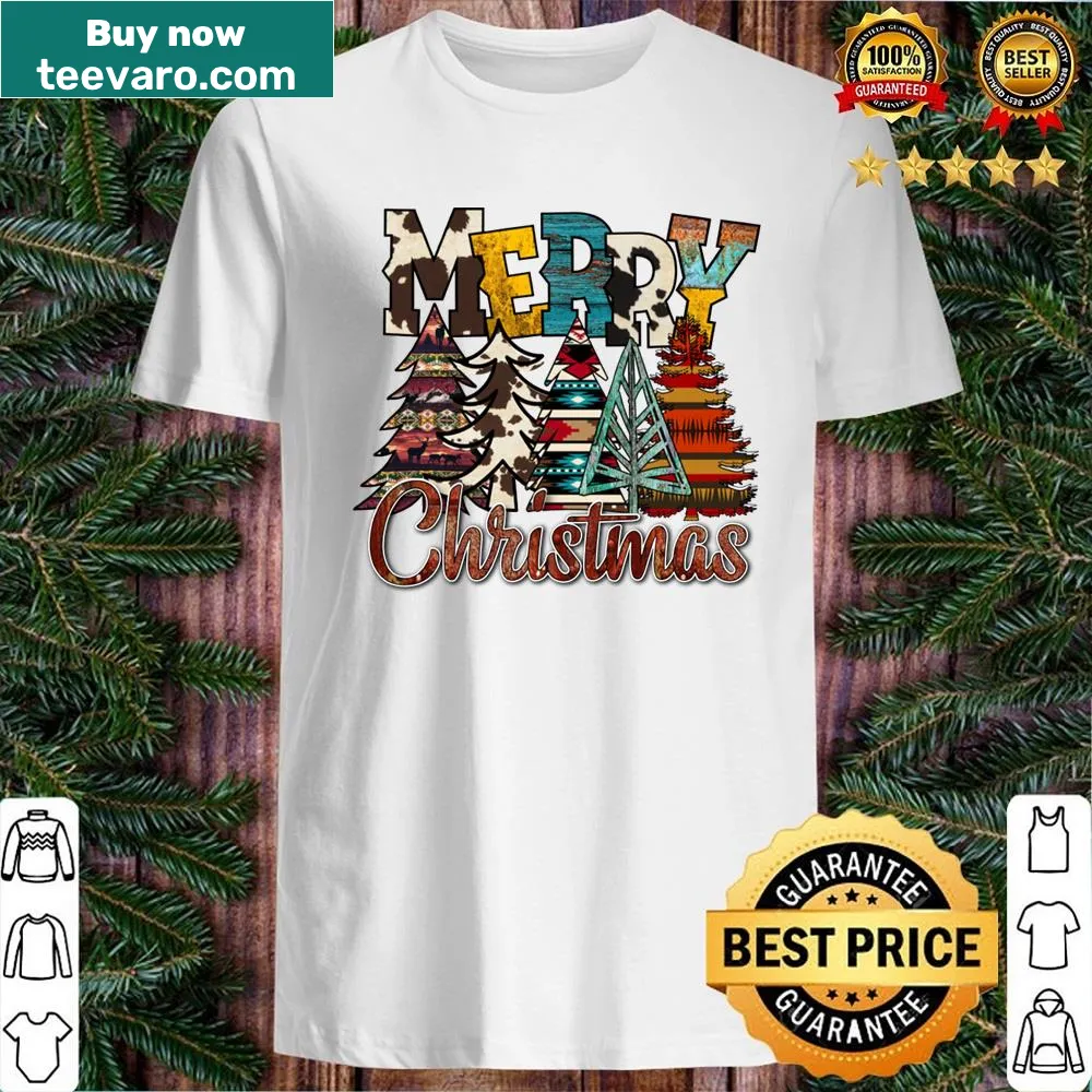 Western-style Christmas t-shirt with festive graphics
