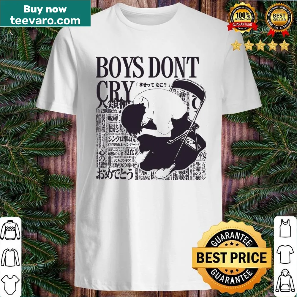 Shirt featuring Shinji Ikari with the phrase Boys Dont Cry from Evangelion