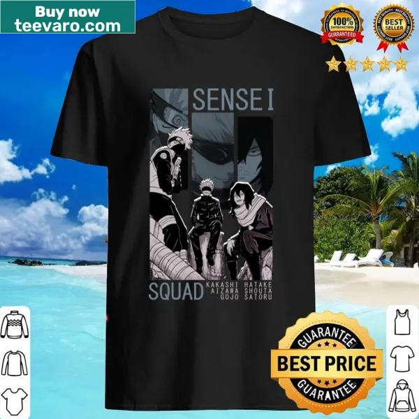 Anime shirt featuring playful illustrations of sensei characters