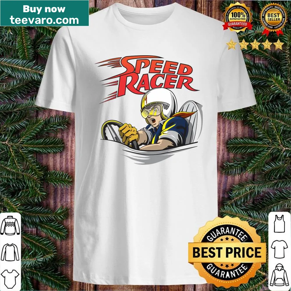Shirt featuring Speed Racer and his iconic car.
