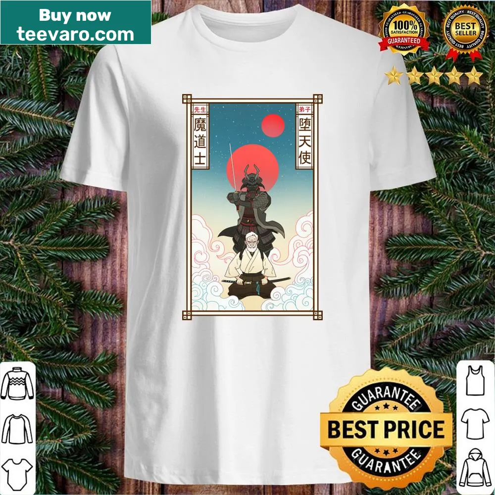 Illustration of a wizard conjuring a demon on a fantasy shirt