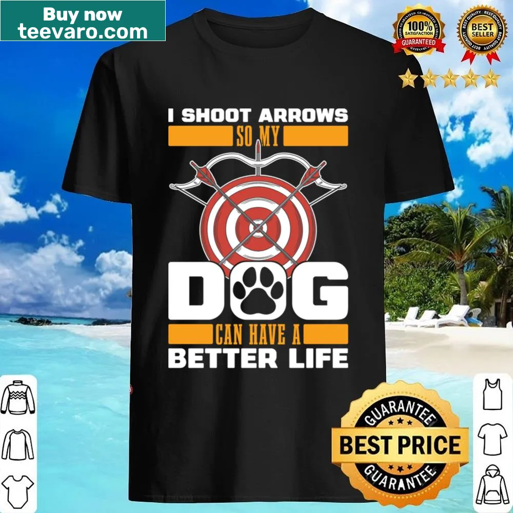 Playful shirt featuring a dog and archery elements