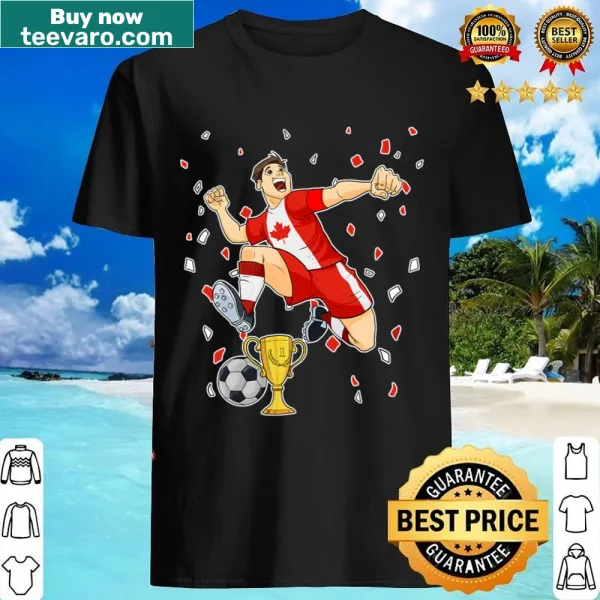 Typography shirt featuring Canadian Soccer themes.