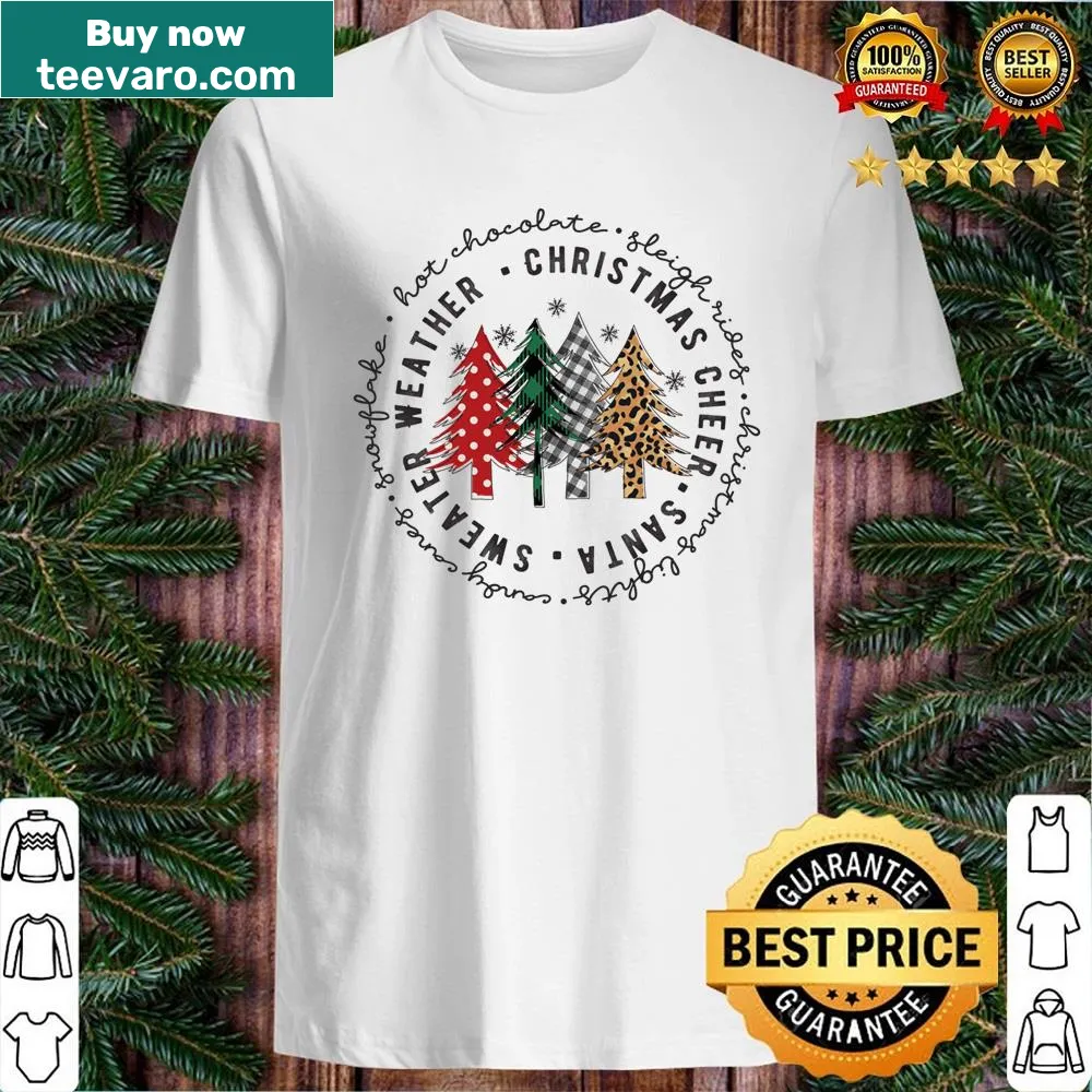 Cute Christmas shirt with buffalo plaid trees, Santa, and leopard pattern