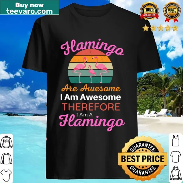 Retro flamingo illustration with holiday theme on a fitted shirt