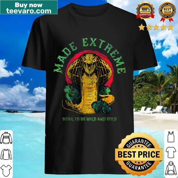 Illustrated green roses and snake graphic on a T-shirt
