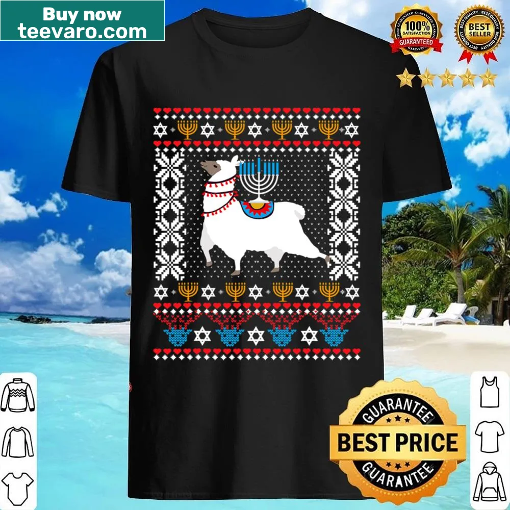 Funny llama shirt for Hanukkah with festive design