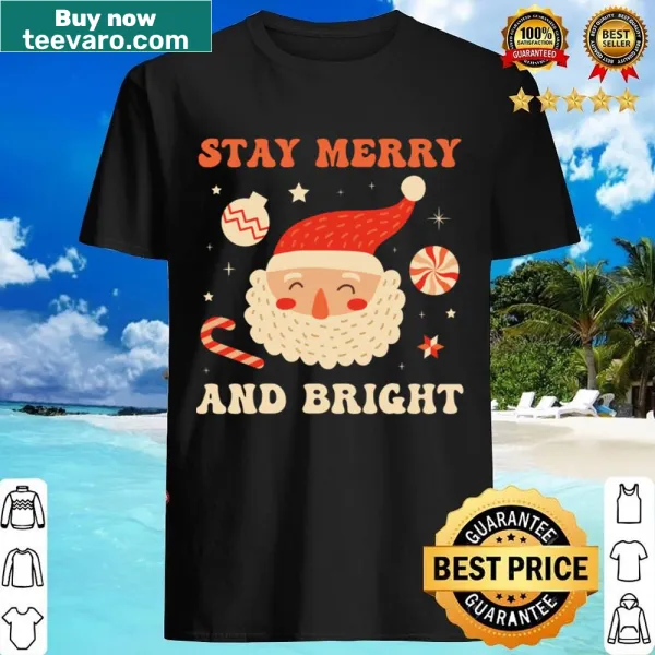 Retro-style shirt featuring a whimsical Santa and cheerful message.