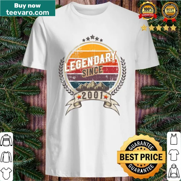 Retro birthday shirt with 'Legendary Since 2001' text