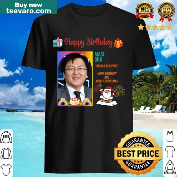 Whimsical illustration honoring Masi Oka on a birthday shirt