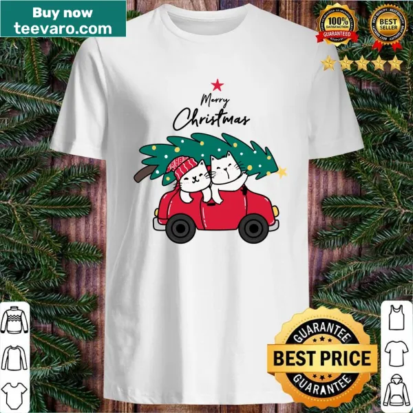 Cute Christmas-themed cat illustrations shirt