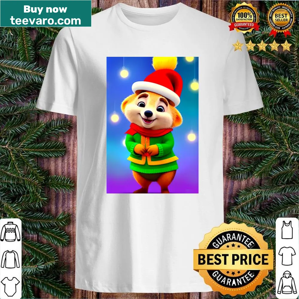 Festive quokka illustration on a cute holiday shirt