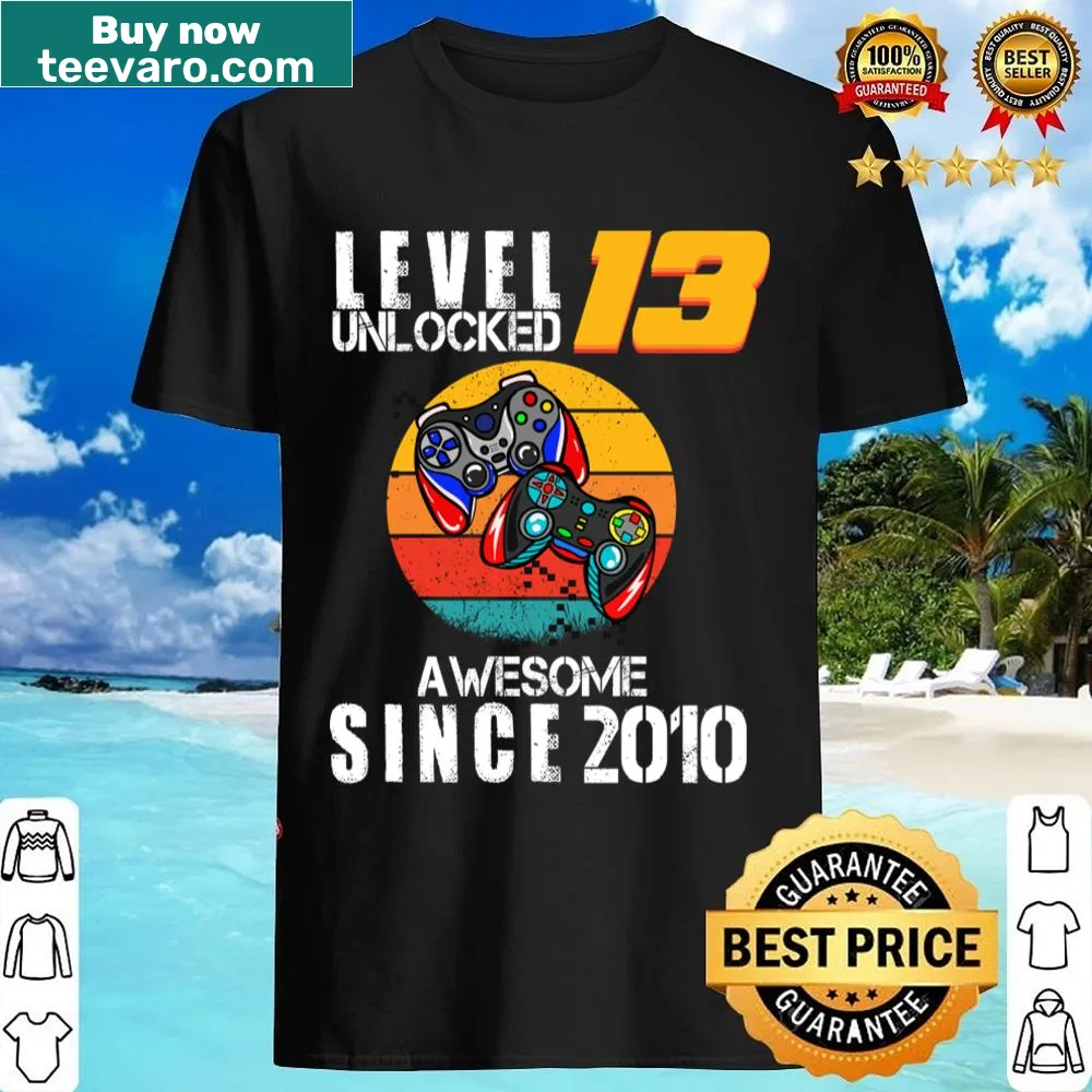 Vintage Level 13 Unlocked shirt for a 13th birthday