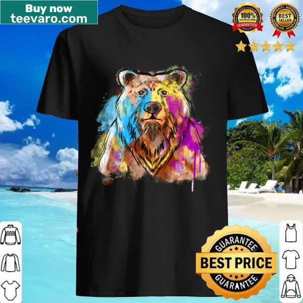 Watercolor illustration of a bear on a shirt