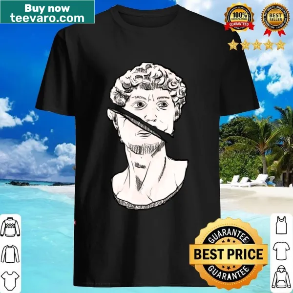 Watercolor graphic of David statue on an art academia aesthetic shirt