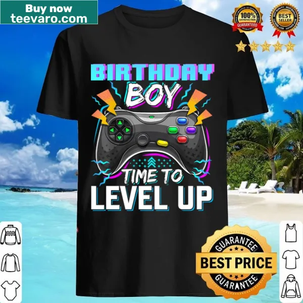 Birthday shirt featuring gaming design and 'Time To Level Up' text