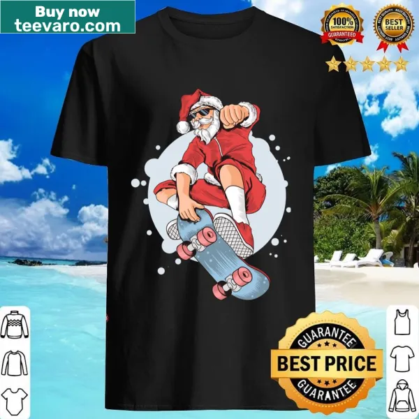 Playful Santa on a skateboard in hipster style