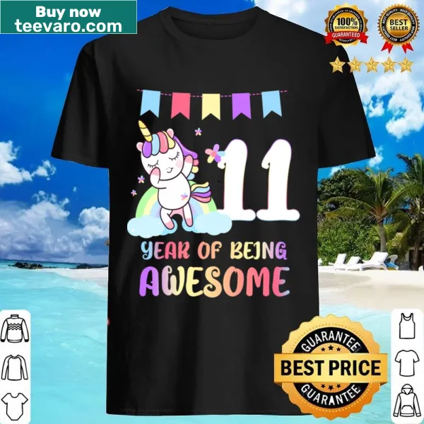 Cute unicorn design for 11th birthday celebration shirt