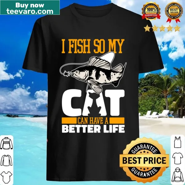 Funny fishing shirt featuring a cat angler illustration