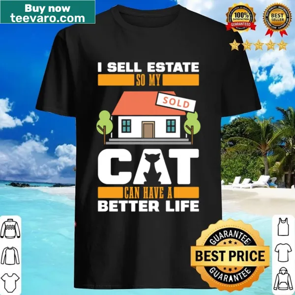 Funny shirt with a cartoon cat as a house broker for real estate lovers.