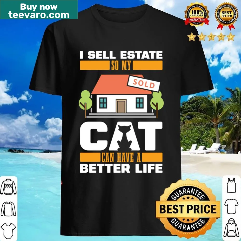 Funny shirt with a cartoon cat as a house broker for real estate lovers.