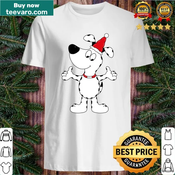 Festive Christmas shirt featuring a happy dog in holiday attire