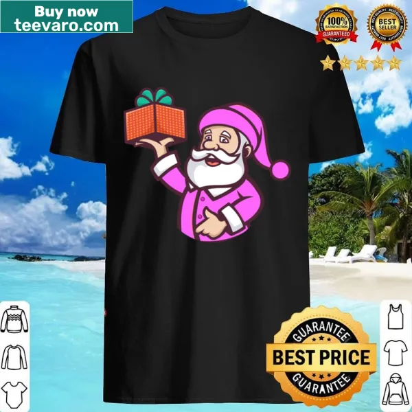 Vintage-style shirt featuring a pink Santa Claus design