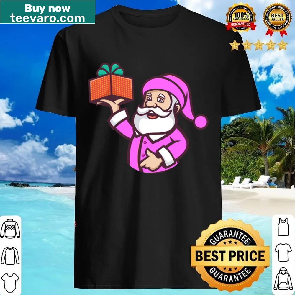 Vintage-style shirt featuring a pink Santa Claus design