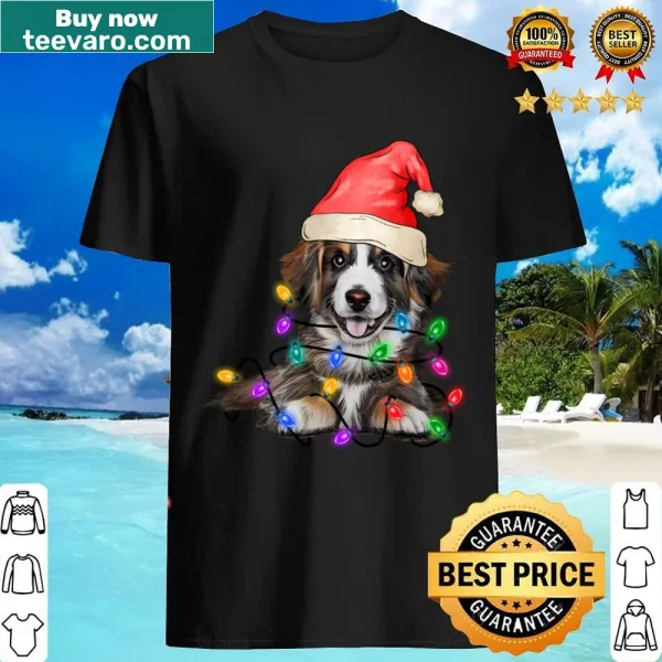 Cute Christmas shirt featuring a shepherd puppy with lights