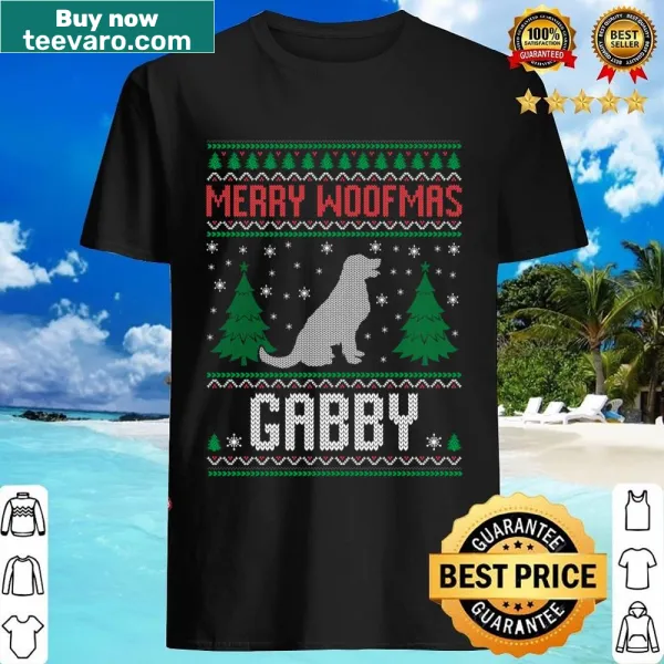 Shirt with a playful Merry Woofmas message for dog lovers